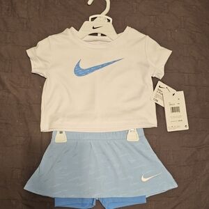 Nike White and Light Blue Toddler Set